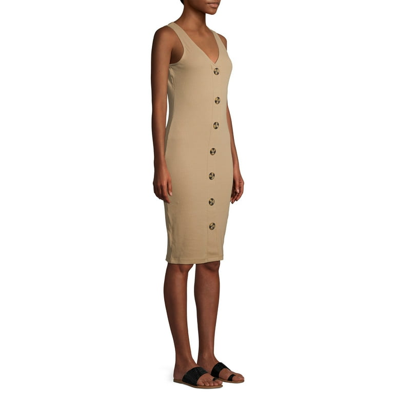 No Boundaries Juniors' Rib Button Front Dress 