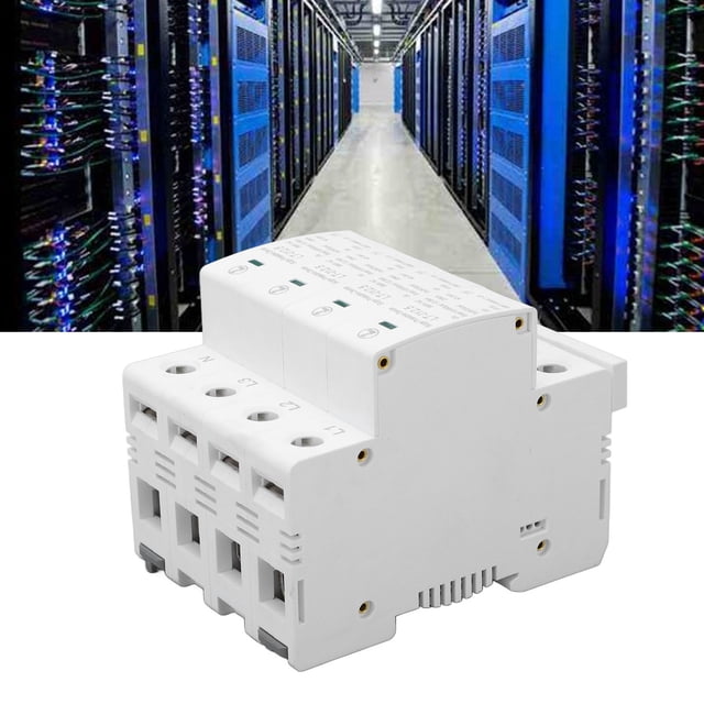 Surge Arrester Device, 4P 385V AC Surge Protection Breaker Device Arrester Overvoltage Protector 35mm Rail Mount