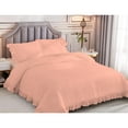 thumbnail image 2 of DNG Creations 3 Piece Vintage Ruffle Pattern Comforter Set Premium Ultra Soft 550 GSM All Season ( Full/Queen Size ) 100% Egyptian Cotton Solid Peach Colour, 2 of 8