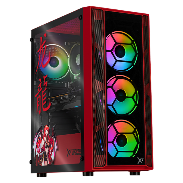 PC Gamer Xtreme PC Gaming AMD Radeon RX 9060 Ryzen 7 5700 32GB SSD 1TB WIFI Scarlet Dragon gaming 1080p, estudios y multitarea