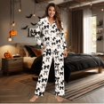 thumbnail image 5 of Yuyamidu Soft V Neck Pjs Nightgown Winer Pajama Set Black Bow Long Sleeve Tops & Long Sweatpants Thermal Button Down Sleepwear for Women Size XL, 5 of 9