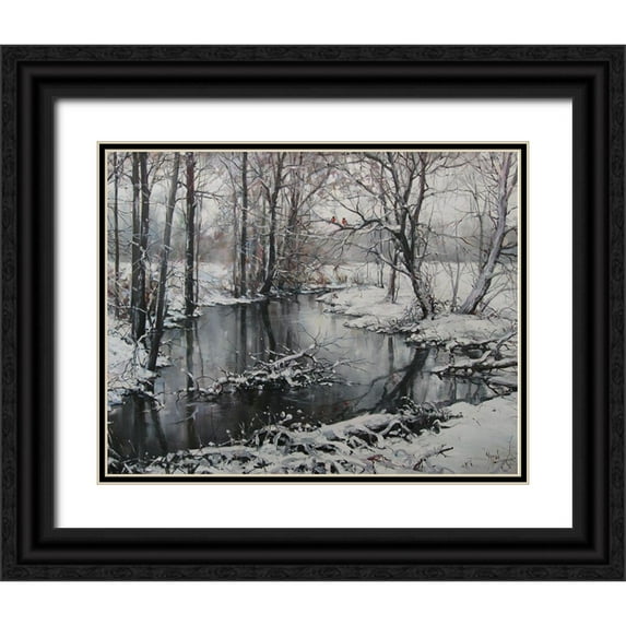 Cernov, Ivan 24x20 Black Ornate Wood Framed with Double Matting Museum Art Print Titled - Miracle in a Winter Day