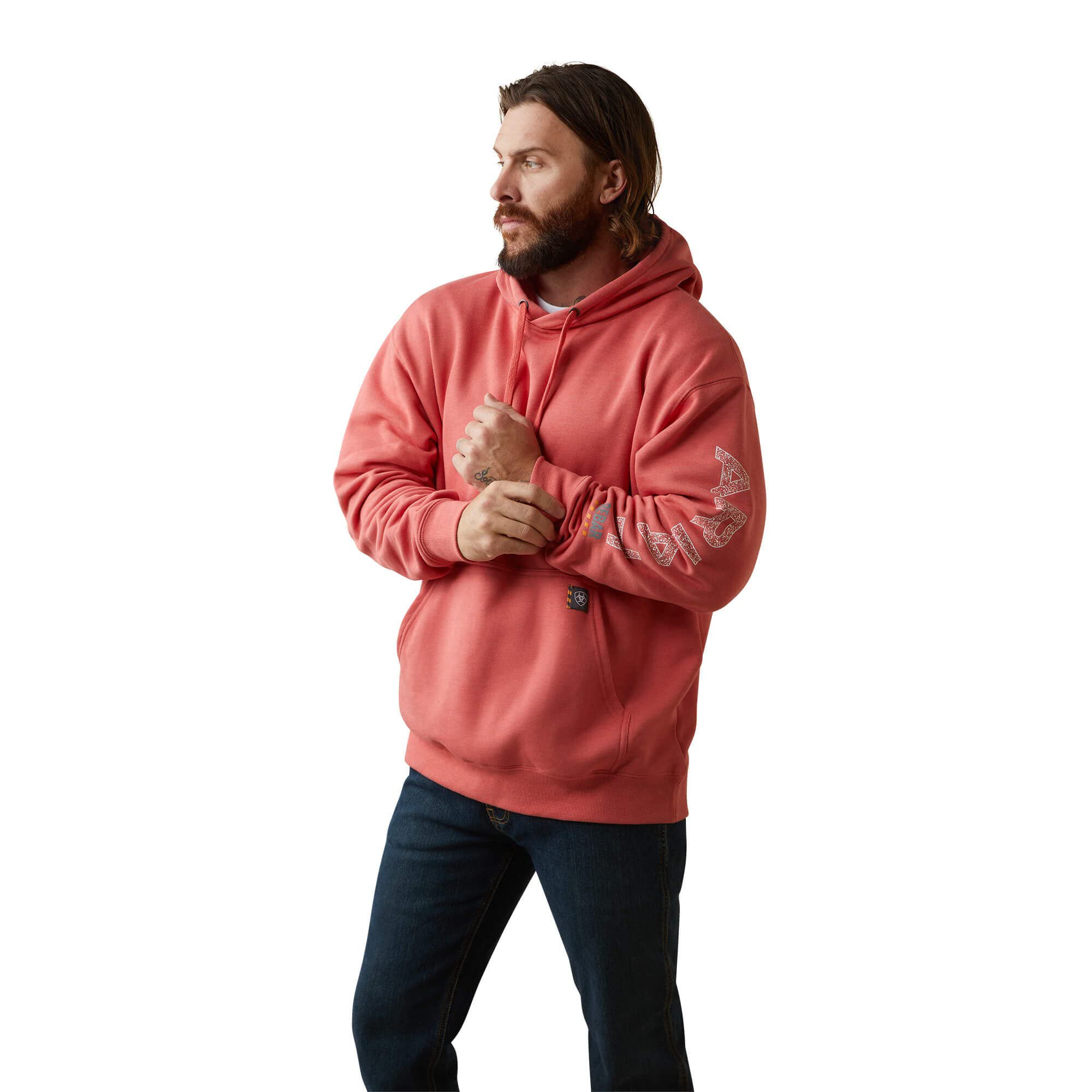 ARIAT Men's Rebar Roughneck Pullover Hoodie, Spiced Coral Heather, Large |  Walmart Canada