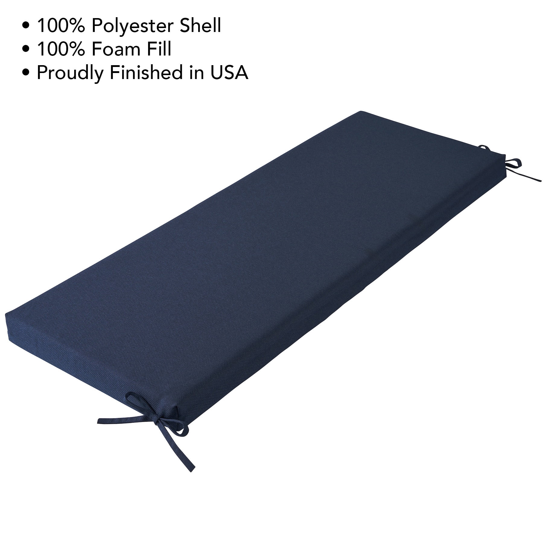 Better Homes & Gardens 48" x 18" Premium Outdoor Bench Seat Cushion, 1-Piece, Navy