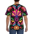 thumbnail image 3 of Vsdgher Colorful Floral Embroidery Mexican Print Men's Dry Fit Mesh Athletic Shirts Moisture Wicking Tennis T-Shirt Tops, 3 of 9