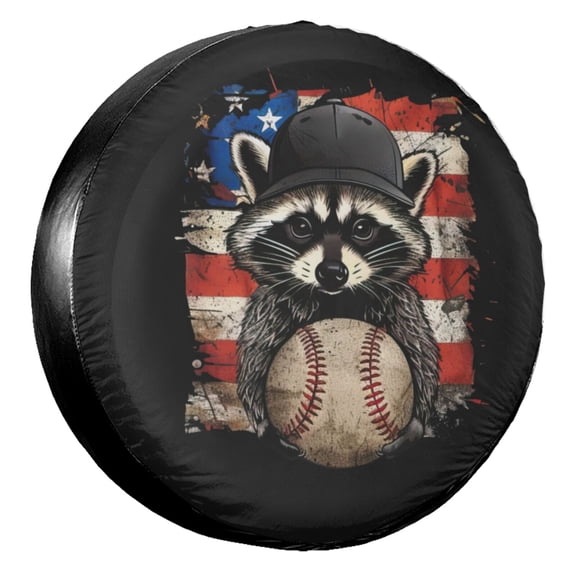 KAKALAD Camo American Flag Baseball Raccoon Spare Tire Cover Universal Vehicle Accessories Buckle Car Tools 14”in