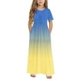 thumbnail image 2 of JoyHoop Girl'S Short Sleeve Floral Print Loose Casual Long Maxi Dress with Pockets 4-14 Years, 2 of 9