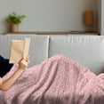 thumbnail image 3 of Leaves Soft Flannel Fleece Blanket, Damask Stencil Style Ornamental Bamboo Leaves Vertically Aligned Illustration, Cozy Plush for Indoor and Outdoor Use, 60" x 80", Coral and White, by Ambesonne, 3 of 5