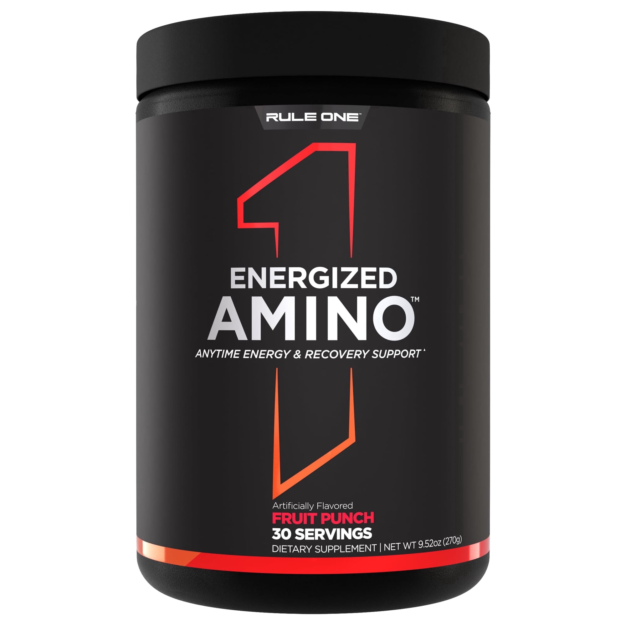 Rule 1 Proteins Energized Amino – Anytime Energy and Recovery Support with BCAAs, Glutamine, Citrulline, Beta Alanine, and Caffeine from Green Coffee & Tea Leaf Extracts (30 Servings, Fruit Punch)