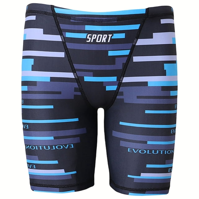 COMVALUE Boys Sports Square Leg Swim Trunks, Durable Compression Swim Trunks, Training Swimsuits, Shorts (Light Blue, 15-16 Years)
