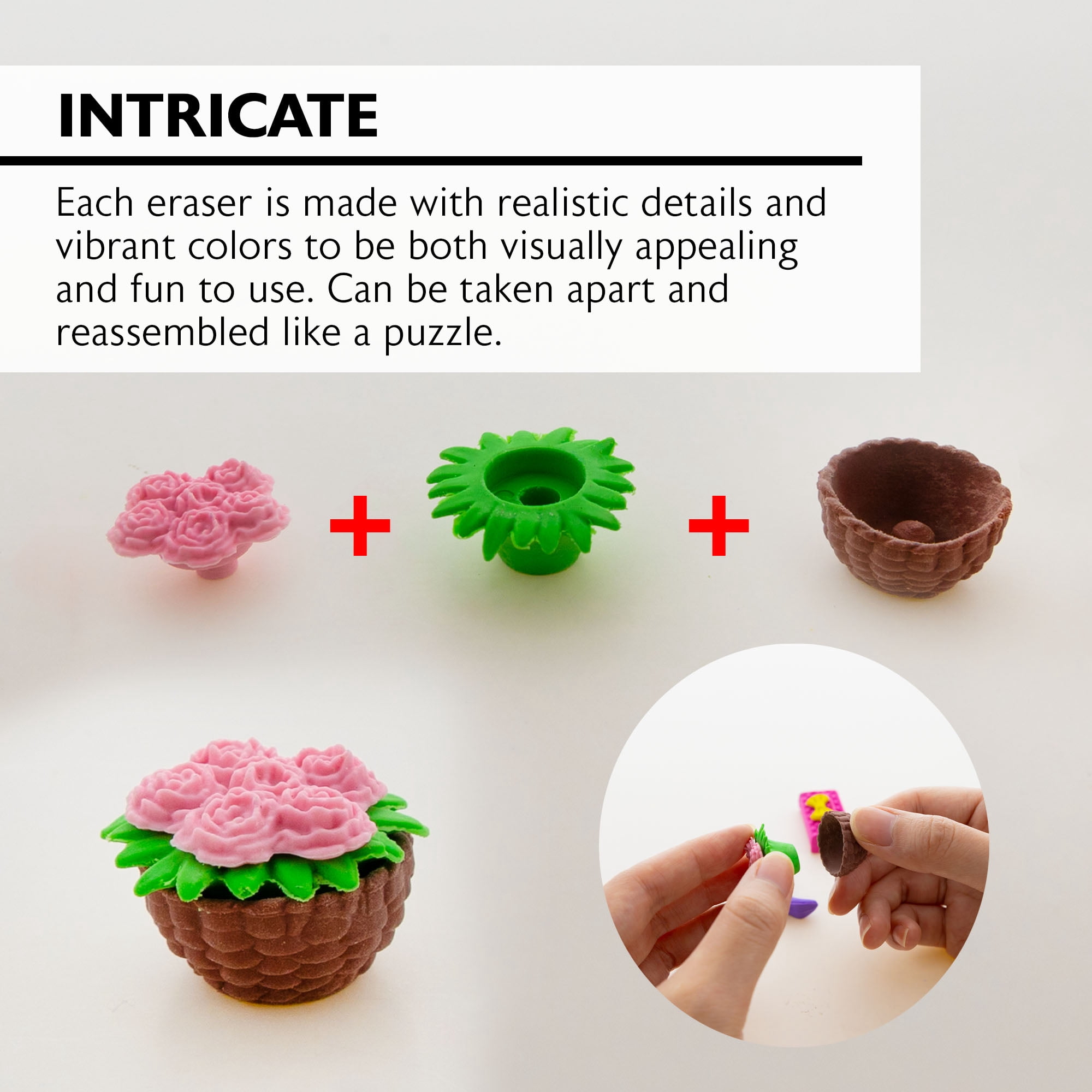 BAZIC 3D Erasers Set, Assorted Food and Princess Dress up Mini Pencil Erasers (4/Pack), 8-Packs