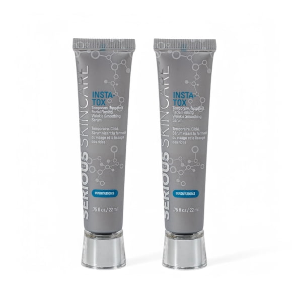 Serious Skincare INSTA-TOX Instant Wrinkle Smoothing Serum - Improves appearance of Fine Lines & Wrinkles - Temporary Skin Tightener - Instant Line Filler - Two .75 Fl Oz Tubes (2Pack)
