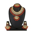 thumbnail image 3 of Efulgenz Indian Jewelry Choker Necklace Maang Tikka Earrings Bollywood Wedding Crystal Kundan Necklace Earrings Head Chain Set, 3 of 5