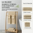thumbnail image 3 of BedVoyage Luxury Towels, 8pc Set, 600 GSM, Ultra Soft Viscose derived from Bamboo Bath Towel, Super Absorbent, Extra Large - 2 Bath Size, 2 Hand Towels, 4 Washcloths - Champagne, 3 of 9