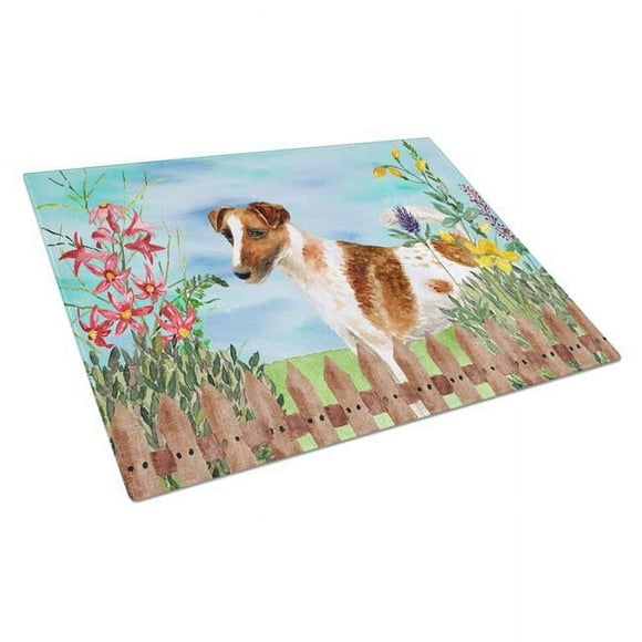 Carolines Treasures CK1209LCB Smooth Fox Terrier Spring Glass Cutting Board, Large