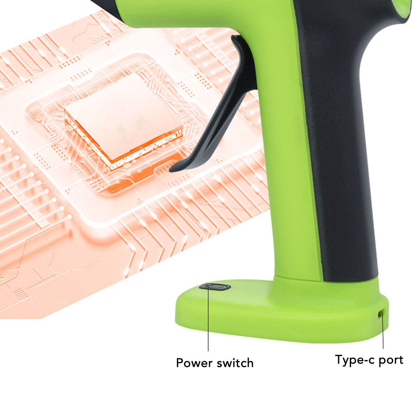 Suodoka Cordless Hot Glue Machine Anti Drip USB Rechargeable Hot Melt Glue Tool Kit with 30pcs Glue Sticks Auto Shut Off for DIY Arts Crafts Green 6.3 inches / 16 cm Length