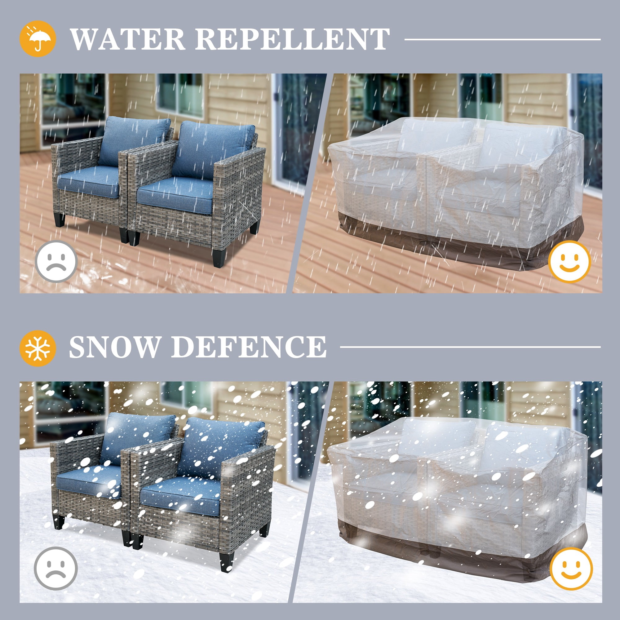OVIOS Patio Furniture Covers Waterproof Rectangular Outdoor Furniture Cover Weatherproof Heavy Duty 210D Polyester Cover for Patio Table and Chair Set 58x31x29 inches
