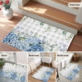 thumbnail image 5 of Blue Flower Bathroom Mats 2x3 FT, Non Slip Small Kitchen Mat, Grey Plaid Hydrangeas Eucalyptus Leaves Washable Soft Backed Front Door Throw Rugs Non-Shedding Indoor Outdoor Doormat for Entryway Sink, 5 of 8