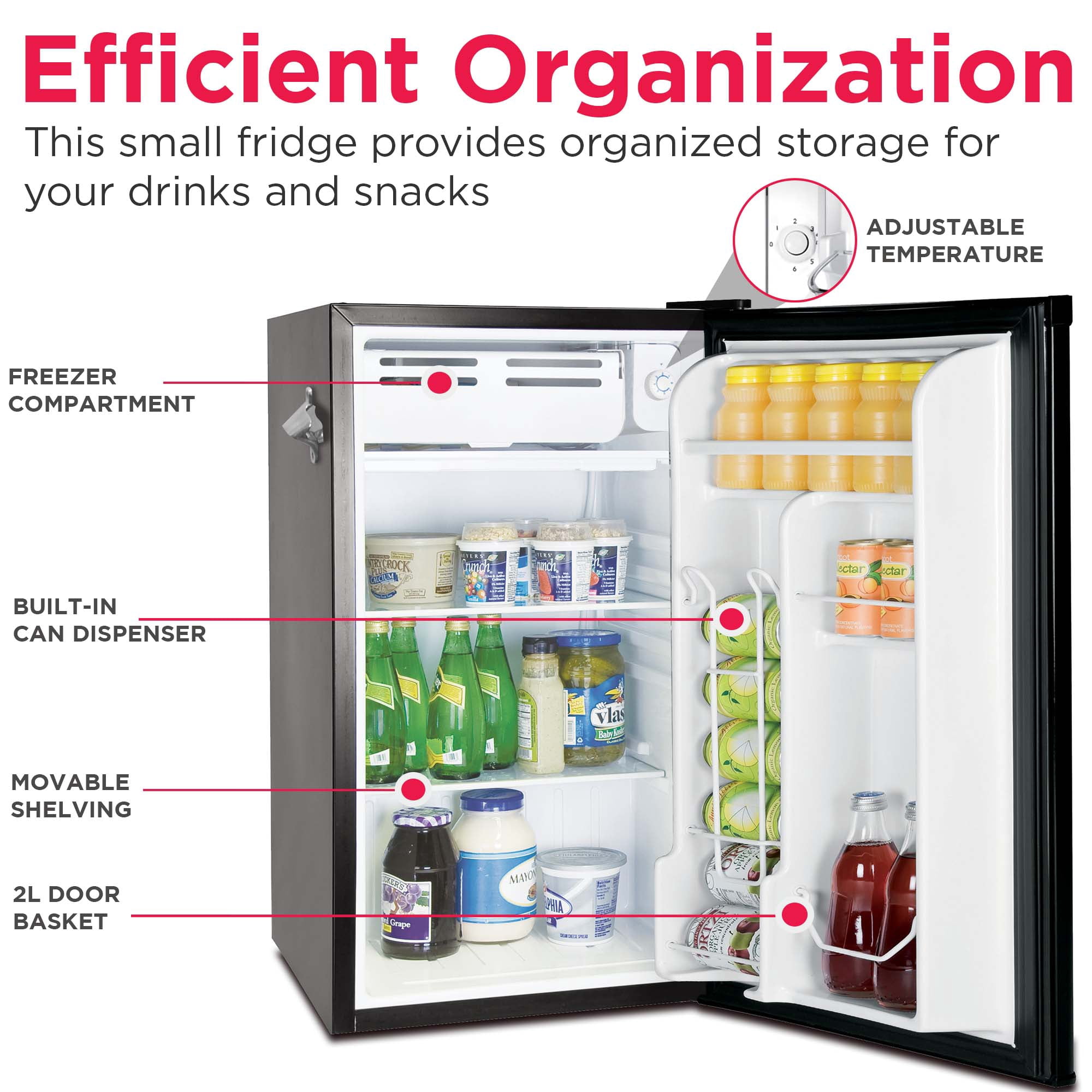 Frigidaire 3.2 Cu. ft. Retro Compact Refrigerator with Side Bottle Opener EFR376, Black