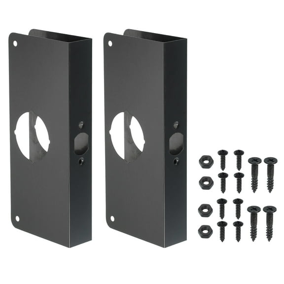 Uxcell Door Reinforcement Plate 2 Set Repair Kit for 1-3/8 Thick Door 9" and Security Black