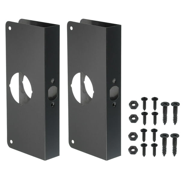 Placa de refuerzo para puerta Uxcell para puerta de 1-3/8" de grosor y cerradura de pomo de tamaño 4-1/2" 1-3/8"; 9" negra