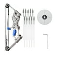 thumbnail image 2 of Metal Mini Compound Bow and Arrow Set - 5.5 inch Desktop Archery Catapult for Adults, Left & Right Hand, Includes 10 Arrows, Target Practice, Stress Relief, Office Desk Toy, Cool Collectible, 2 of 6