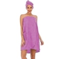 thumbnail image 4 of Women's Towel Wrap Bathrobe, Terry Cloth Cotton Towels Robe with Velcro, 4 of 10