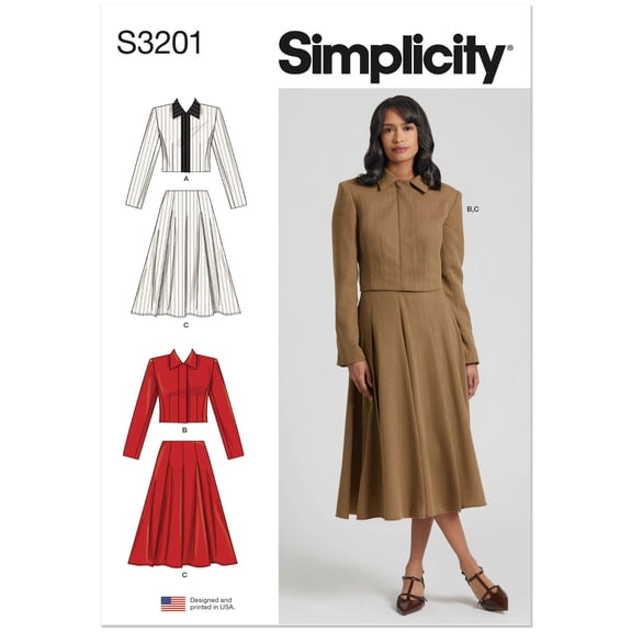 Simplicity Sewing Pattern 3201 - Misses' Jacket and Skirt, Size: Y5 (18-20-22-24-26)