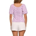 thumbnail image 3 of INSPIRAR CHIC Blusa Floral para Mujeres Cuello Cuadrado con Escote en Corazón Manga Abullonada Espalda Fruncida Top Casual Blanco Púrpura M, 3 of 6