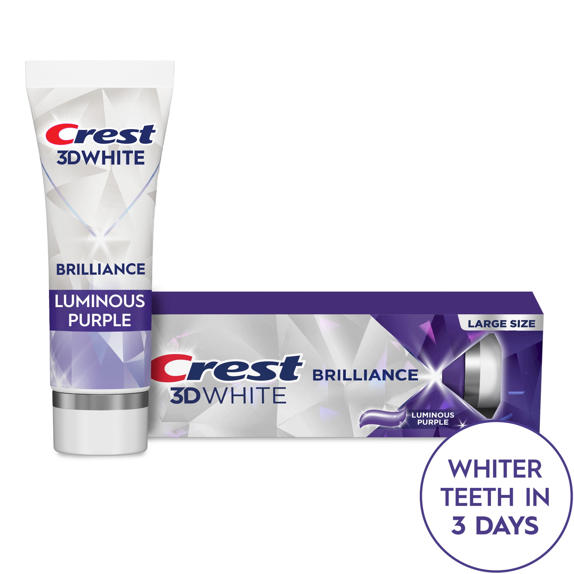 Crest 3D White Brilliance Luminous Purple Teeth Whitening Toothpaste, 4.6 oz