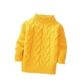 thumbnail image 7 of WQNVRNR Girls Fall Winter Sweater Mock Neck Long Sleeve Cable Knit Soft Loose Knit Pullover Yellow 2 Years, 7 of 7