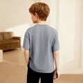 thumbnail image 7 of Tdoqot Boys Waffle Knit Henry Shirts- Casual Soft Summer Short Sleeve Kids Tees Gray Size 5, 7 of 7