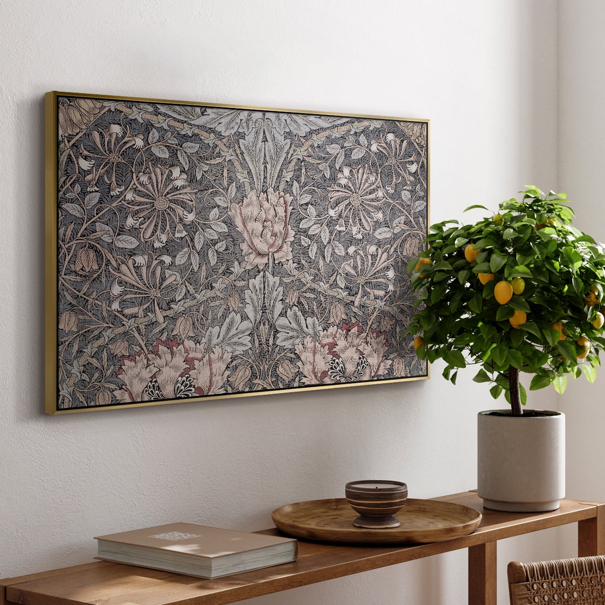 Vintage Abstract Print-XXX Framed in Gold Wood Gallery Wrapped Canvas 17 in. x 25 in.