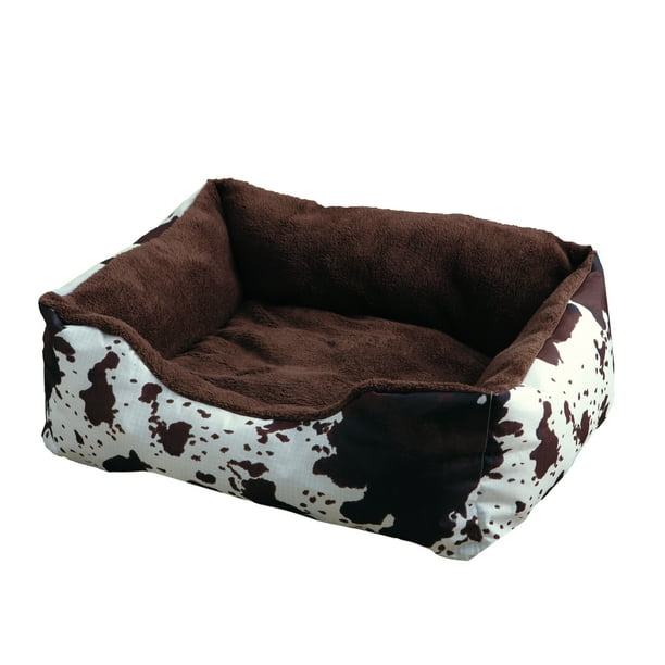 Chocolate Sherpa Lined Cowhide Dog Bed Large Walmart Com Walmart Com