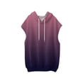 thumbnail image 4 of Women's Gradient Color Sleeveless Hoodie, Lightweight Breathable Drawstring Hooded Athletic Top with Front Pocket for Summer Workouts, Gym Wear and Street Fashion Purple XL, 4 of 5