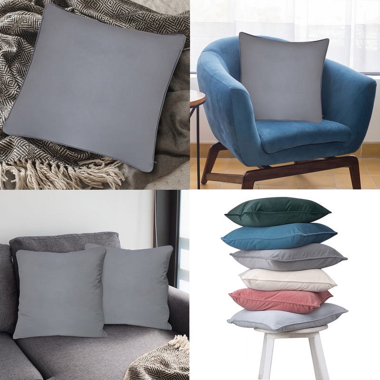 A1HC Set of 2 Luxurious Soft Velvet Throw Pillow Covers Only, 18"x18", Dark Grey, Decorative Cushion Covers with Hidden YKK Zipper for Sofa or Bed