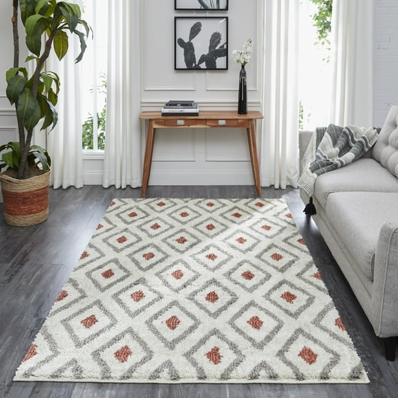Mohawk Laguna Tribal Diamond Coral Area Rug, 5' x 8'
