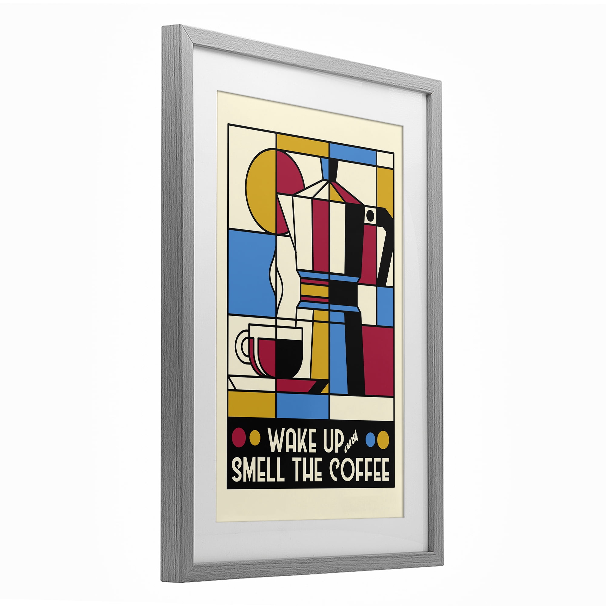 Stupell Industries Retro Wake Up & Smell Coffee Gray Framed Print Under Glass, design by Tobe Fonseca