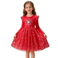 thumbnail image 3 of Hifoo Long Sleeve Girls Party Dress Snowflake Embroidery Gown Holiday Winter Formal Occasions Special Events Birthday Kids Christmas Solid Color O-Neck Dresses, 3 of 9