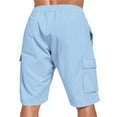 thumbnail image 6 of MIXUE Mens Shorts Summer Solid Color Pocket Outdoor Sports Casual Loose Linen Cargo Mens Workout Shorts Streetwear,Blue,XXL, 6 of 9