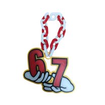 Gaiwos 3D Printed Holiday 67 Necklace 2.5 inches,Funny 67 Ornament Chain for Plush Doll, Six Seven Red & White Chains Fun Hoilday Gift