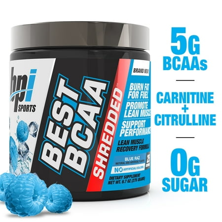 BPI Sports Best BCAA Shredded Powder, Blue Raz, 25 (The Best Muscle Building Foods)