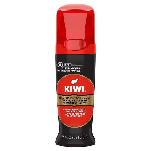 KIWI Instant Shine & Protect, Black Liquid Shoe Polish, 2.5 oz (1 Bottle with Sponge Applicator)