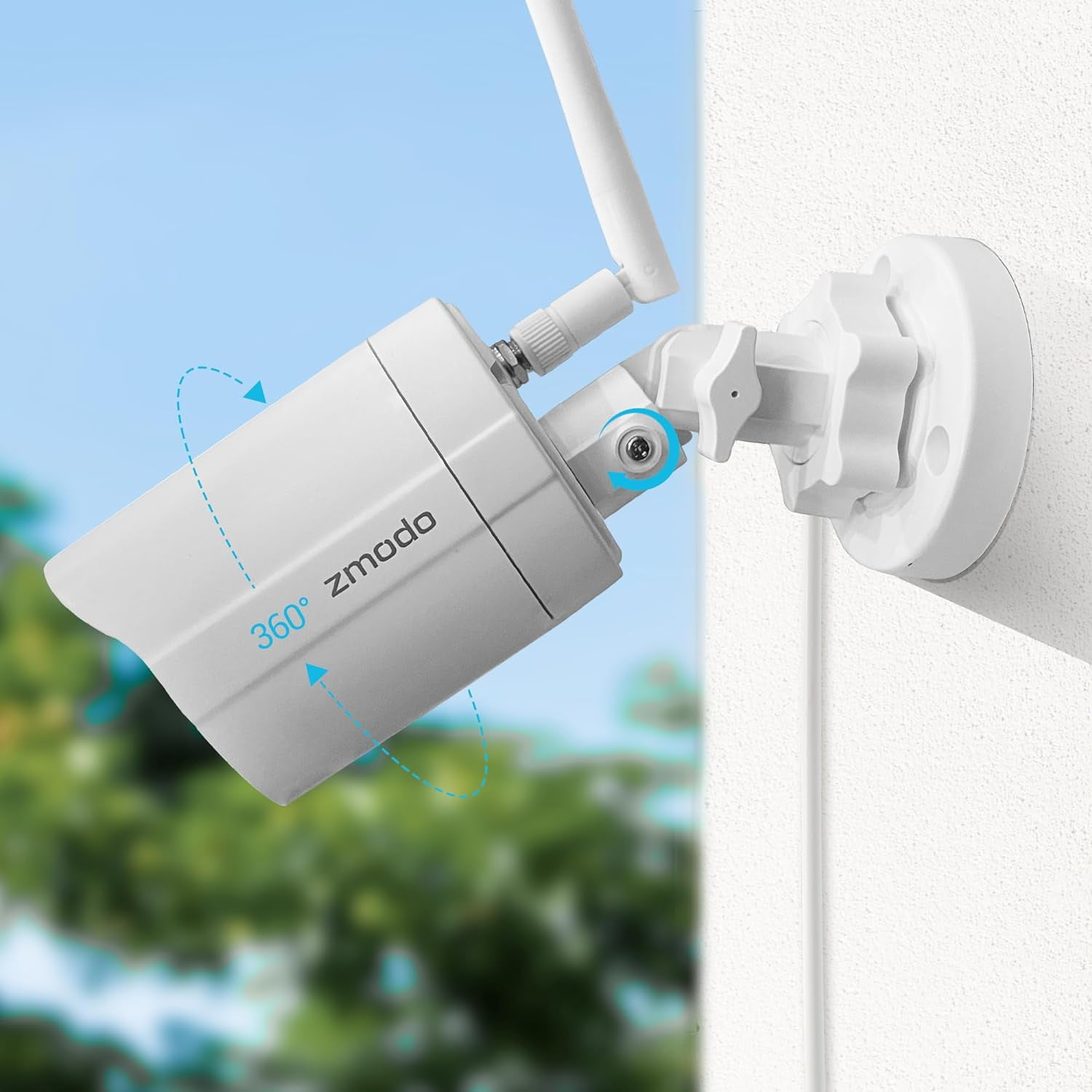 Zmodo 2 Pack Wireless Security Camera System Smart Outdoor WiFi IP Cameras Night Vision Plug-In, Compatible with Alexa (Supports 2.4 GHz, Wi-Fi)