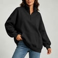 thumbnail image 3 of Horkkom Quarter Zip Pullover Women Solid Color Casual Mock Neck Sweatshirt Comfort Fall Sweatshirt with Pockets XXL, 3 of 6
