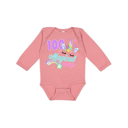 

Inktastic 100 Magical Days with Unicorn Gift Baby Girl Long Sleeve Bodysuit