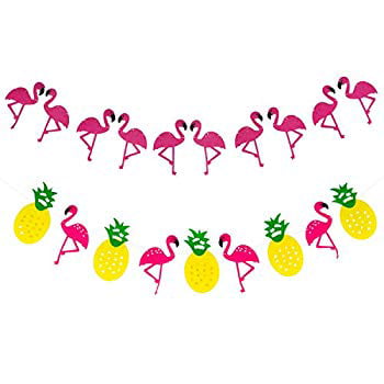 DIY Hawaiian Tropical Flamingo Pineapple Banner Garland Party Decoration Supply 