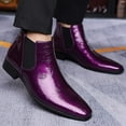 thumbnail image 7 of Men's Patent Leather Low Chunky Heel Chelsea Boots Fashion High Gloss Slip-on Business Dress Oxford Boots for Wedding Prom Party Business Work, 7 of 7