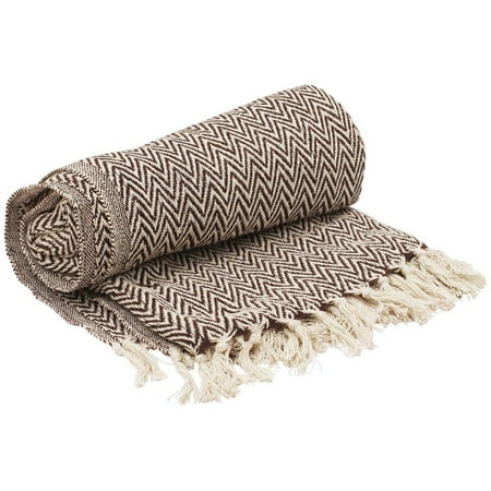 Benzara Soft Knitted Cotton Throw Blanket With Tassels ...