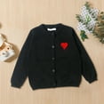 thumbnail image 2 of EnJoCho Children's Beach Tops Toddler Girls Boys Top Spring and Autumn Solid Heart Print Long Sleeve Button Knitted Cardigan Party Birthday School 3-4 Years, 2 of 4